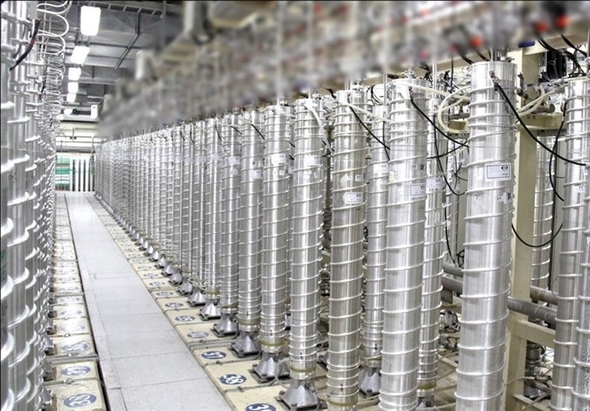 A hall of centrifuges at an Iranian nuclear facility