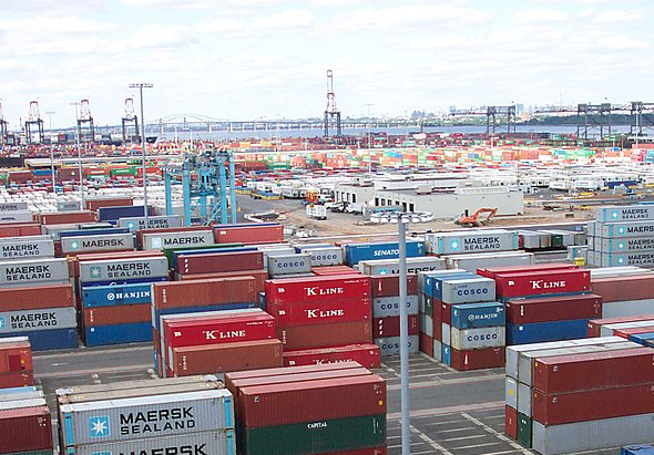 Shipping containers at a New Jersey port