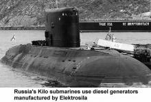 Russia's Kilo submarines use diesel generators manufactured by Elektrosila