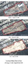 Lavizan Shian site on August 11, 2003, March 22, 2004 and May 10, 2004 (Image courtesy of Digital Global/ISIS)